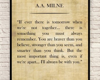 A. A. Milne Quote, Winnie the Pooh Quote, Custom Art Print, Book Page Art Print, Wall Art, Christmas Gift, Gift for Book Lovers