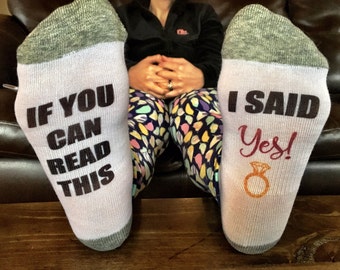 Engagement socks / custom socks / engagement gift / wedding socks / wedding gift / custom printed socks / engagement / if you can read this