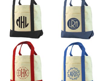 Cotton Canvas Tote Bag in 4 colors - SHIPS FREE! Black, Navy, Red, Royal, Blank, Monogram, Wedding Gift, Bridal Shower, Bridal Party Gift