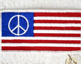 NOS 1960s Anti War Patch Protest Patch Peace Sign Patch American Flag Patch Sew on Patch Legit Embroidered Hippie Patch Large Peace Movement