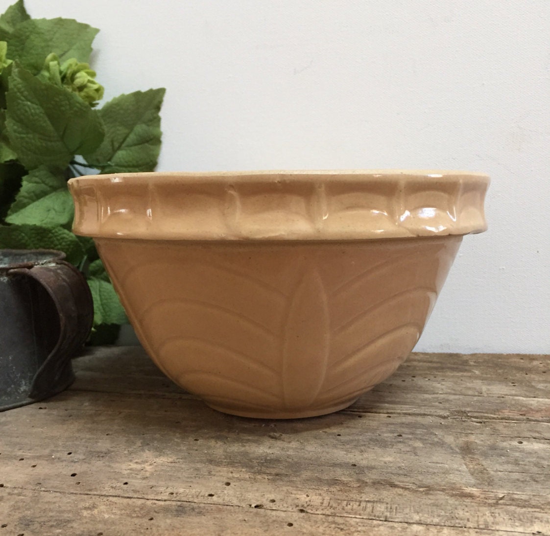 Vintage Yelloware Crockery Pottery Mixing Bowl Antique Yellow