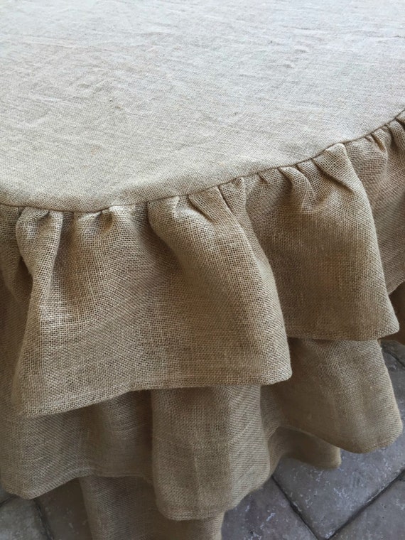 Round Burlap Tablecloth Burlap Tablecloth Ruffled