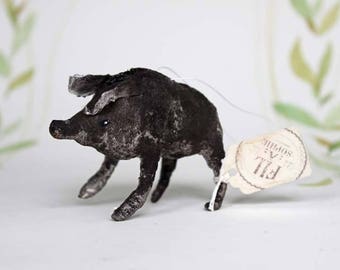 Spun cotton ornament Christmas Boar Wild pig forest