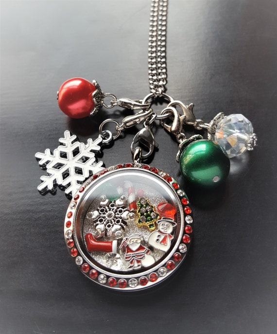 Christmas Floating Locket Necklace-Great Gift Idea