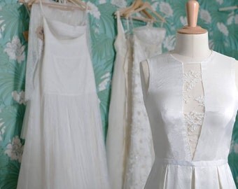 Ash / short silk wedding dress lace neckline