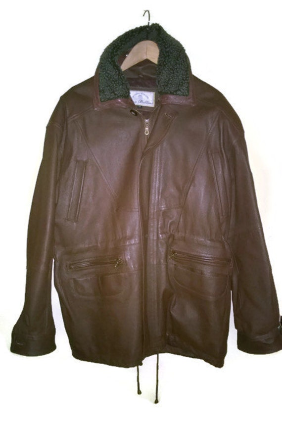 Items similar to Vintage 90s Leather jacket Brown Leather jacket ...