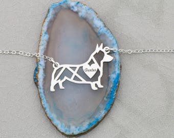 SALE • Corgi Gift Geometric Dog Necklace Origami Dog • Corgi Necklace Custom Pet Jewelry •Dog Gift Unique Pet Loss Gift Pembroke Welsh Corgi