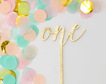 One Cake Topper, One Gold Cake Topper, One Wood Cake Topper, One Year Old Birthday, First Birthday Cake Topper, Custom Laser Cut Cake Topper
