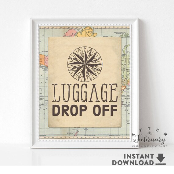 Luggage Drop Off Sign Travel Adventure Around the World Baby