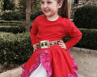 Disney Princess Elena of Avalor inspired "grow with me" apron/dress……Halloween costume..Birthday Dress…Disney trip outfit!!!