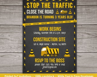 Construction Birthday Invitation for a Boy - Construction Themed Birthday Invitation - Truck Invitation Birthday-131