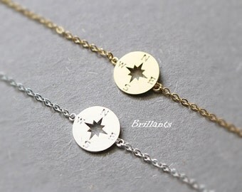 Compass bracelet, Coin bracelet, Best Friends bracelet, Everyday bracelet, Bridesmaid bracelet, Bridesmaid jewelry, Geometric