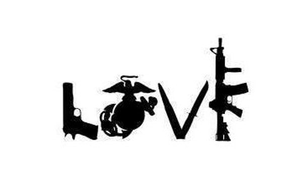 Love Guns EGA Decal: USMC United States Marine Marine Corp