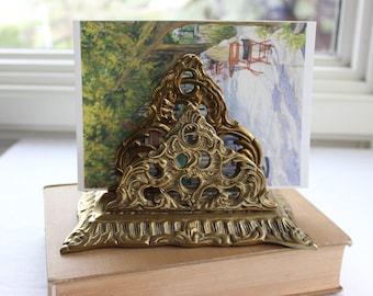 Vintage Brass Letter Holder, Victorian Style Letter Holder, Desk Organizer, Ornate Brass Letter Holder