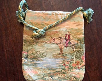 Vintage Italian Tapestry Purse Handbag by Mister Simon Ernest - Pouch - Rope handle