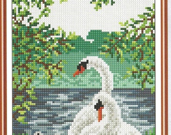 Swan cross stitch | Etsy