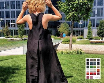 Gothic Wedding Dress, Linen Dress, Linen Maxi Dress, Linen Clothes, Black Linen Dress, Long Maxi Dress, Floor Dress, Black Gothic Dress