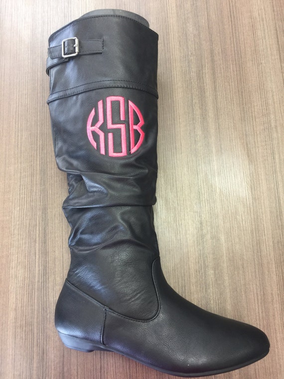 monogram lace up boots