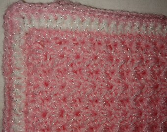Light Pink Crocheted Baby Afghan Blanket