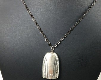 Vintage knife handle necklace, bell silverware jewelry