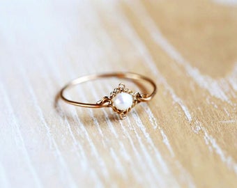 Pearl Ring Vintage - Pearl Ring Gold, Freshwater Pearl Ring, Real Pearl Ring, June Birthstone Ring, June Birthstone Jewelry