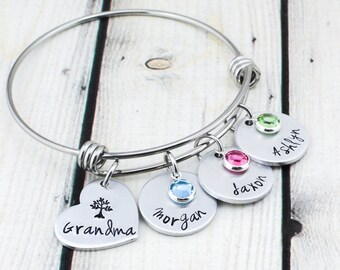 Custom Family Tree Bracelet for Grandma - Personalized Grandmother Jewelry - Grandmother Bracelet - Nana Bracelet - Gift for Grandma