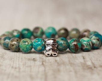 Stormtrooper bracelet star wars gift turquoise bracelet for men accessory agate stone bracelet mens gift for men bracelet beaded men jewelry