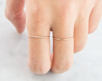 Rope Ring, 14K Solid gold ring, Stackable ring, Stacking Ring, Twist gold Ring