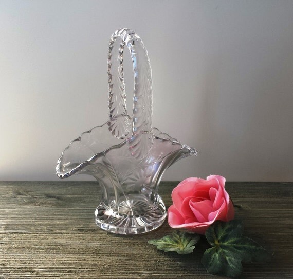 Vintage Glass Brides Basket Vase Collectible by RoseAnaDana