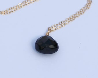 Black Onyx Necklace, Black Onyx Pendant, 14K Gold Filled, Sterling Silver, 14K Rose Gold
