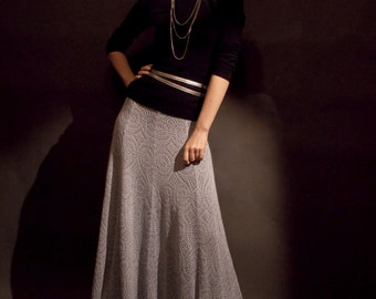High waisted skirt Wool skirt Maxi skirt Boho skirt Ruffled skirt Long skirt A-line skirt Gift for women Knit skirt Grey skirt Flared skirt