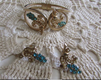 Vintage Parure/Vintage Necklace, Earrings and Bracelet/Vintage Jewelry Set/Bridal Jewelry/Wedding Jewelry - FREE SHIPPING U.S.A.!!!