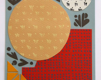 Original modern collage art: hand-painted shapes and geometric patterns