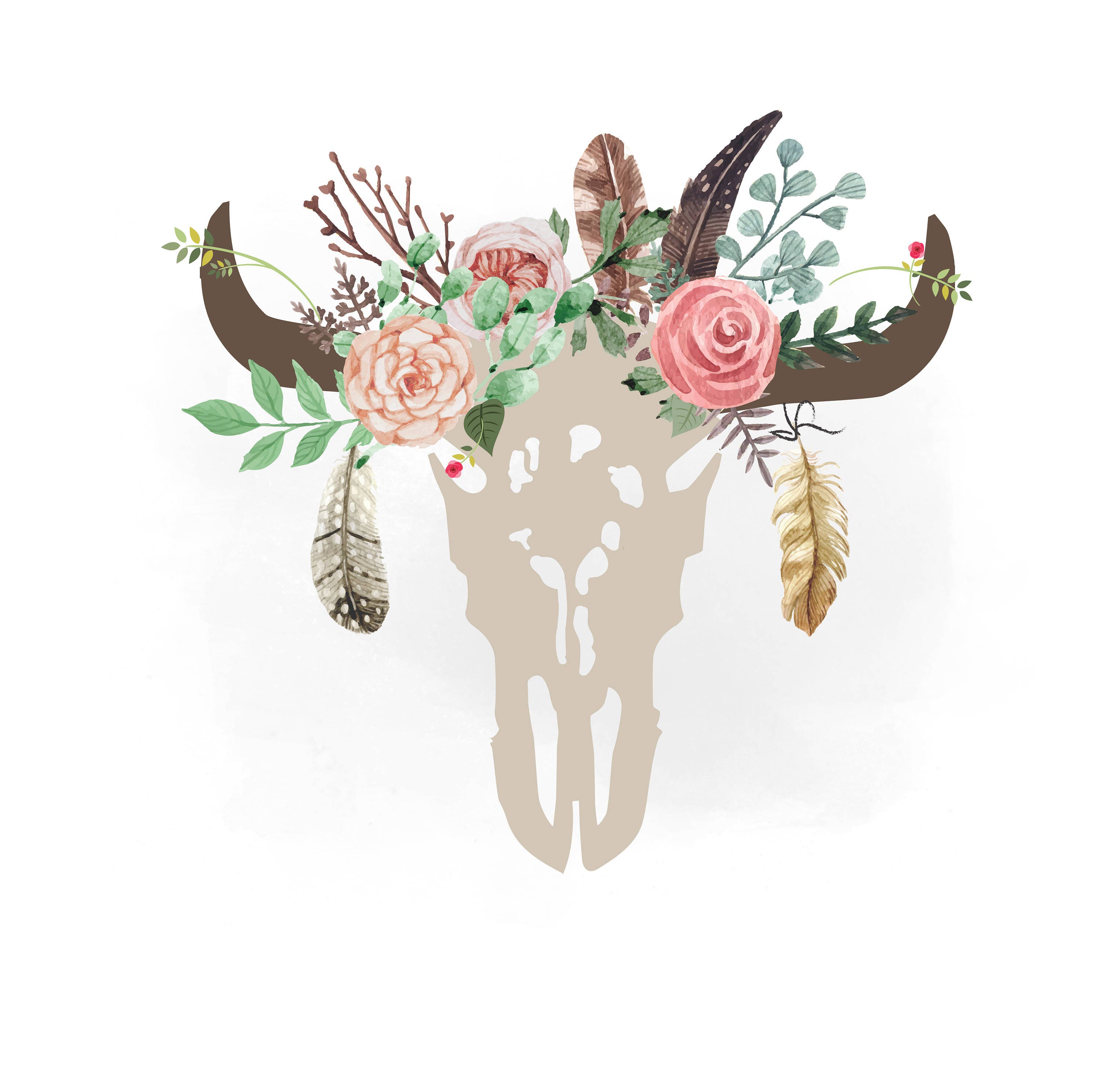 Download Gypsy cow skull svg clipart Boho floral cow Skull Clipart