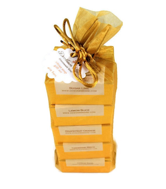 Soap Gift - Citrus Lover's Soap gift set - soap gift bag - 5 soap vegan gift set