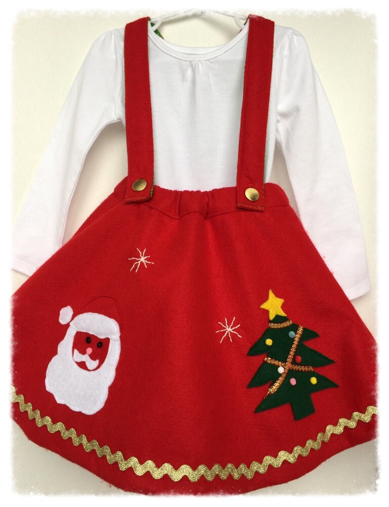Girls Christmas Skirt Toddler Christmas Dress Red
