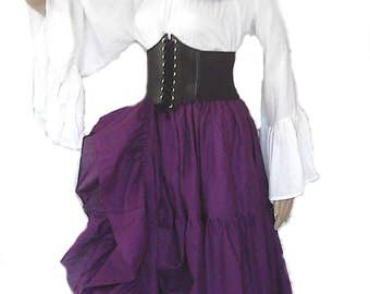 Black Corset Waist Cincher Underbust Corset Renaissance Steampunk Costume Medieval Pirate Wench S-L 8 Colors