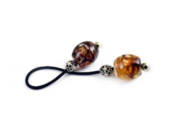 Begleri, Worry Beads, Brown Drum Beads, Silver tone Metal Beads, Greek Worry Beads