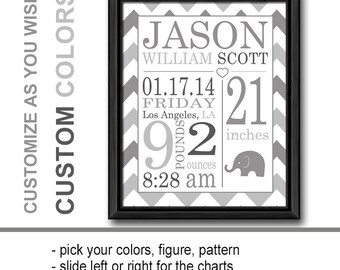 birth announcement wall art gray, personalized baby gifts, birth stats, baby stats, baby keepsake, baby nursery prints, baby room decor