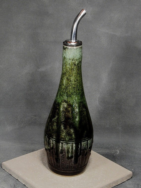 Stoneware Olive Oil / Vinegar Pouring Bottle / Cruet