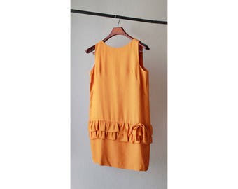 1960s Mustard Drop Waist Dress