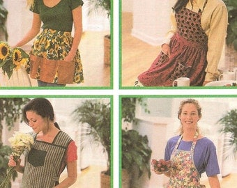 Easy Aprons Smock Bib Waist Tie Sizes Sm Med Lg Uncut Sewing Pattern