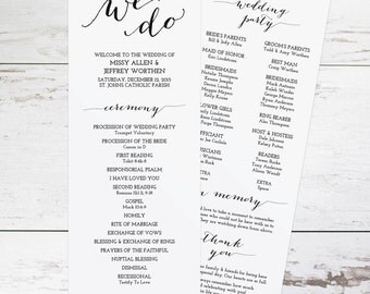 Printable Wedding Program Template, Rustic Wedding Programs, Order of Ceremony, DIY Wedding Programs, Wedding Program Template Download
