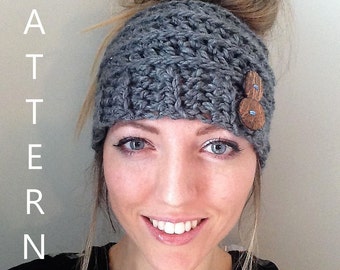 Messy Bun Hat Crochet Pattern, Crochet Bun Hat Pattern, Messy Bun Beanie Pattern, Ponytail Hat Pattern,