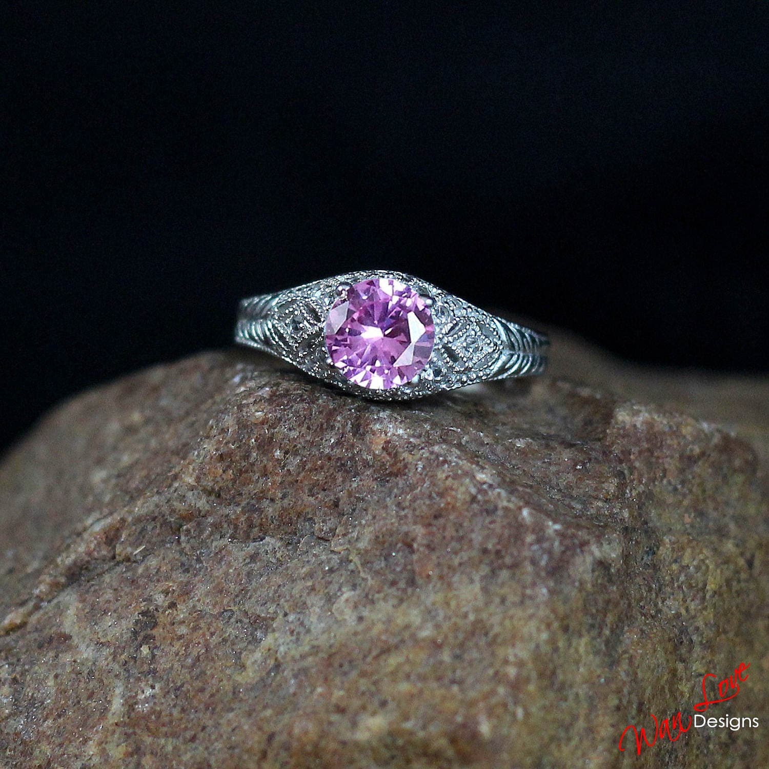 antique pink sapphire ring