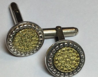 Designed Signed J Bohan Sterling 925 18k Gold Men's Cufflinks
