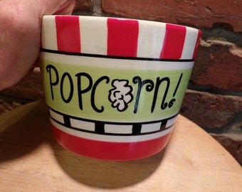 Popcorn bowl, Red, Pier 1 Popcorn Serving bowl, movie room décor, man cave décor