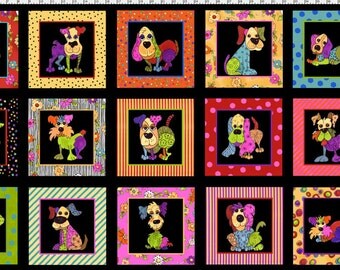 Loralie Dog Happy ! Panel Cotton Fabric