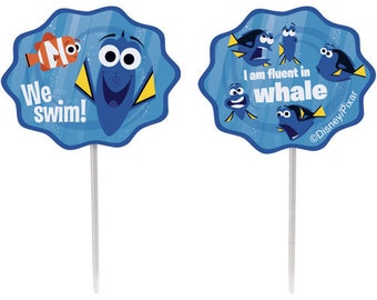 24 Finding Dory Party Favor Toppers/Cupcake Toppers/Cupcake Picks/Finding Dory