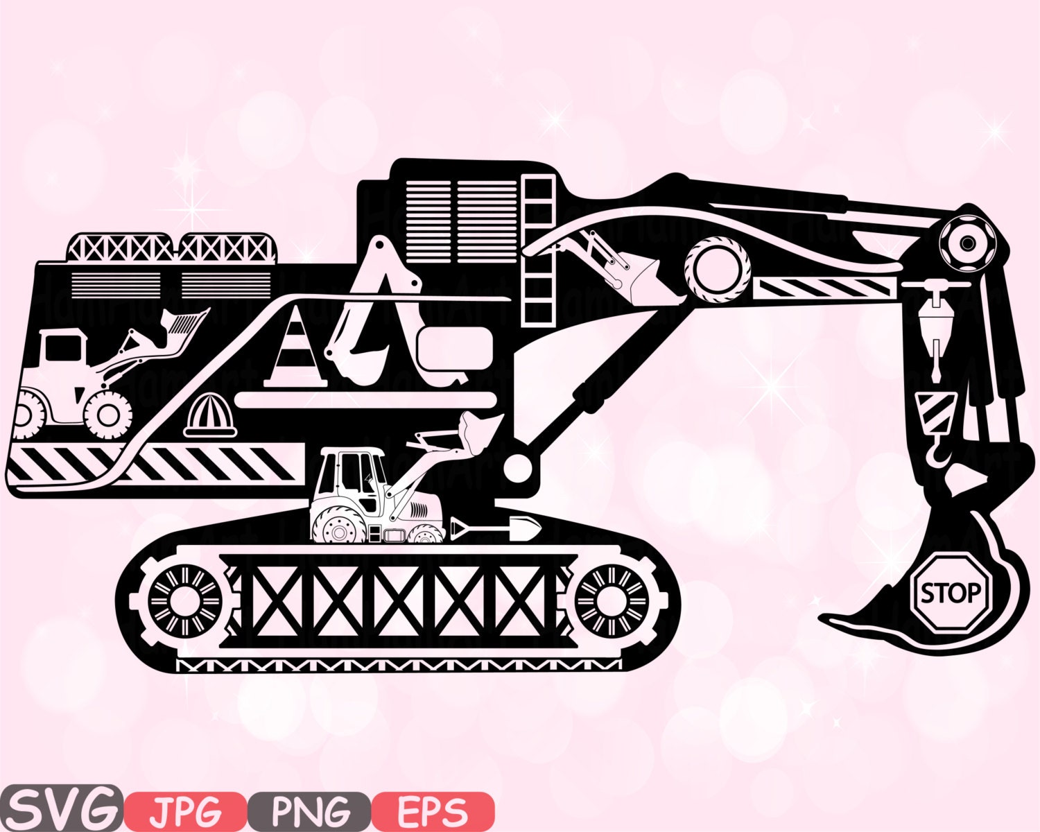 Digger Excavator Silhouette SVG file Cutting files stickers